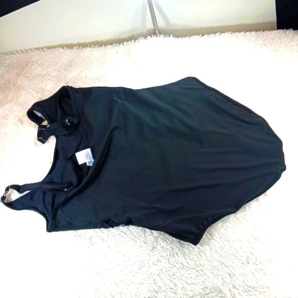 Calvin Klein Black One-Piece Swimsuit Size 18 Adjustable Straps Padded Shelf Bra - Picture 6 of 11